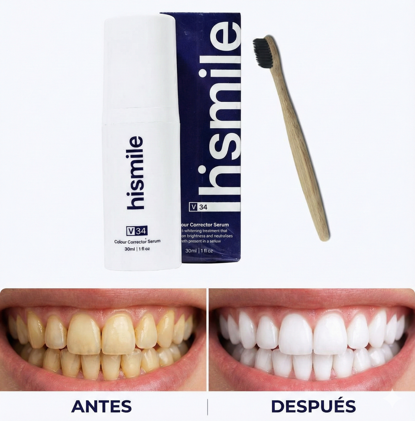 Crema Dental Morada + Cepillo bambú Hismile - Sonríe sin miedo: dientes más blancos desde el primer uso